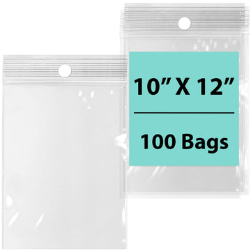 LDPE Reclosable Poly Bags with hang hole 10X12 inches 100 Bags